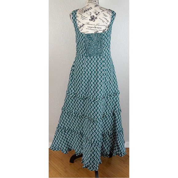 Anthropologie The Blythe Square-Neck Tiered Dress Midi Stretch Sleeveless XL - Picture 7 of 14